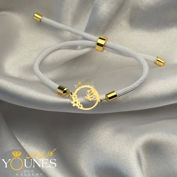 دستبند گل و پروانه طلا لیزری